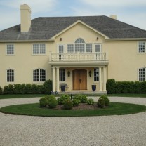 Hamptons Tuscan style home front elevation